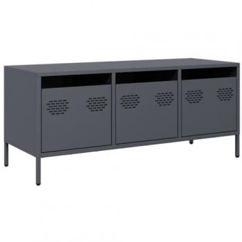 Mueble de TV acero laminado en frío antracita 101,5x39x43,5 cm