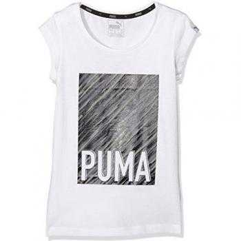 Puma-Camiseta de manga corta para niña, color blanco, talla 10 años