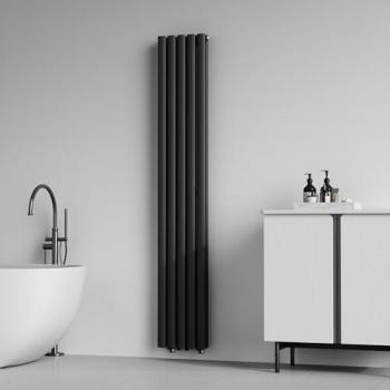 Radiador de panel tubular de acero doble capa 180x30 cm - Negro