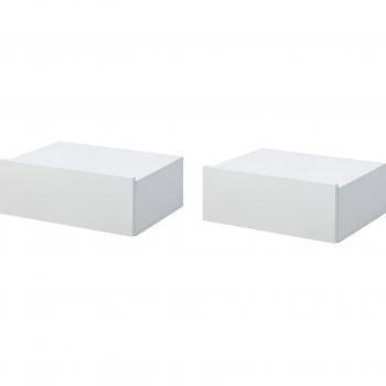 HOMCOM Set de 2 Mesitas de Noche Flotantes con 1 Cajón Estilo Moderno Montaje en Pared para Dormitorio 40x30x15 cm Blanco