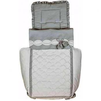 Saco de Coche o capazo Universal Rosy, Fabricado en Ecopiel y piqué Blanco Gris
