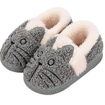 Zapatillas de Estar por Casa para Niñas Niños Invierno Zapatillas Interior Casa Caliente Pantuflas Suave Algodón Calentar Zapatilla Mujer Hombres 30-31 EU