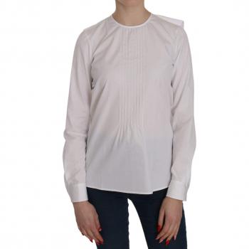 Dsquared2 White Crew Neck Long Sleeve Cotton Blouse - IT38|XS, Size: 2XS
