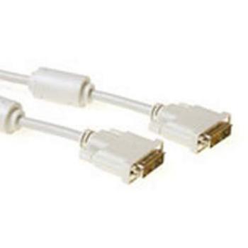 Cable DVI-D de Enlace Simple Masculino a Masculino de Alta Calidad 5,00 m Color Marfil