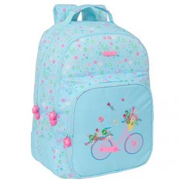 Mochila Escolar Safta Bicicleta Azul 32 x 42 x 15 cm, Doble Adaptable Carro, Tejido Reciclable, Ideal para Niños de Diferentes Edades, Cómoda y Versátil