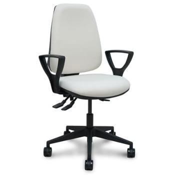 Silla Gaming Elche Asincrónica Bali Blanca con Brazos Fijos y Base Piramidal, Ruedas de Nailon de 65mm