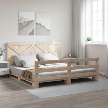 Cama solar con cabecero 200x200 cm en madera maciza de pino Vidaxl Marrón