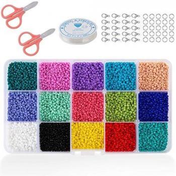 SGDD 7500 Cuentas de Colores 3mm Mini Cuentas y Abalorios Cristal para DIY Pulseras Collares Bisutería