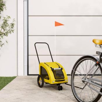 Remolque de bicicleta para mascotas Oxford amarillo y hierro