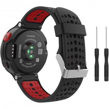 MoKo Correa Compatible con Garmin Forerunner 235/235 Lite/220/230/620/630/735XT, Pulsera de Reloj de Repuesto de Silicona Suave, Negro & Rojo