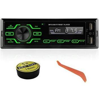 Autoradio Bluetooth 1 DIN Radio De Coche con Micrófono Integrado Estéreo Compatible con USB/TF/SD/AUX Reproductor Multimedia De MP3 para Coche con 5 Luces De Colores