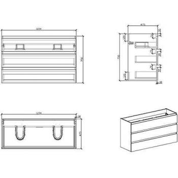 Mueble de Baño Doble Lavabo VERONA 120 cm Roble Claro Texturizado