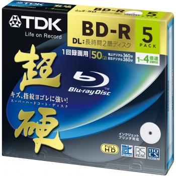 TDK Blu-ray BD-R DL Disk | Super Hard Coating Surface 50GB Blueray 4x Speed 5 Pack