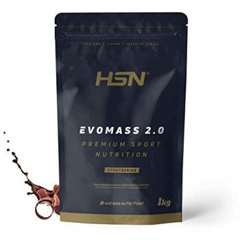 Batido Vegetariano de Carbohidratos y Proteínas HSN Evomass 2.0 Sabor Chocolate 1 Kg - Textura Cremosa, No-GMO, Sin Gluten