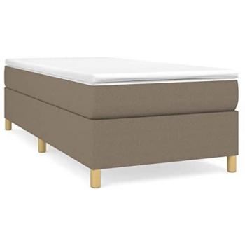 Cama box spring con colchón tela gris taupe 100x200 cm
