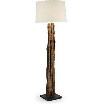 Kave Home - Lámpara de pie Powell de madera reciclada y 100% algodón