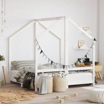 Estructura de cama infantil de madera maciza de pino blanco 2x(70x140)cm
