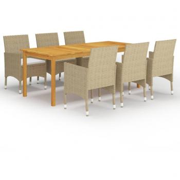 Beige 7-Piece Garden Dining Set