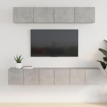 Set de muebles para TV 5 piezas madera contrachapada gris hormigón 80 x 30 x 30 cm