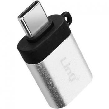 Adaptador OTG USB tipo C a USB 3.0 hembra con carga y sincronización plateado