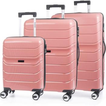 DAM Juego de 3 maletas trolley de PP resistente a la rotura con cerradura TSA numérica, 4 ruedas dobles giratorias 360°, dimensiones de 48x27x76 cm