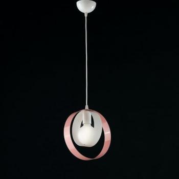 Lámpara de Suspensión Moderna 1 Luz Círculos Metálicos Blanco y Rosa