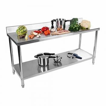 Mesa de trabajo de acero inoxidable ECO - 180 x 60 cm - 170 kg - antisalpique - Royal Catering