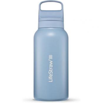 LifeStraw Go Series Stainless Steel 1 L Water Bottle with 2-Stage Filter, Icelandic Blue