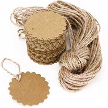 LEORX Etiqueta precio etiqueta equipaje etiqueta 100pcs 60mm Kraft papel tarjeta de regalo con 10M de la guita del yute