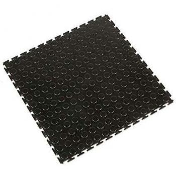 Baldosas de PVC Modular Tough-Lock Negra 50x50 cm con Superficie Nopada - Pack de 8 Unidades