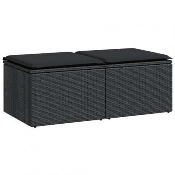 Set de sofás de jardín y cojines 2 piezas ratán sintético acacia negro