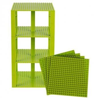 Pack de 4 bases con ladrillos apiladores 2 x 2 - Construcción en forma de torre - Compatible con todas las marcas - 15,24 x 15,24 cm - Verde lima