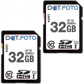Dot.Foto 32Gb SDHC Alta Velocidad 60MB/s Clase 10 UHS-1 Tarjeta de Memoria