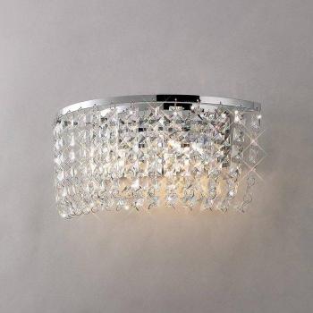Aplique de pared Cosmos con interruptor, 2 bombillas, cromo pulido y cristal