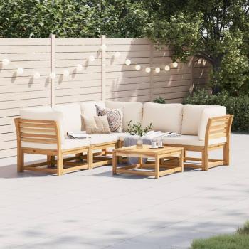 6-Piece Acacia Wood Garden Lounge Set with Cushions
