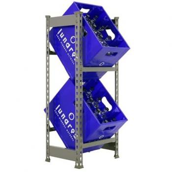 SimonRack Estantería para Cajas de Bebidas, 2 Estantes, Soporta 100 kg por balda, Dimensiones 1000x400x300 mm, Sin tornillos, Color Gris