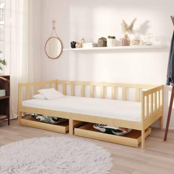 Sofá cama con cajones de madera maciza de pino 90x200 cm