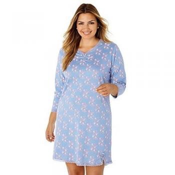 VENCA Camisón Estampado Escote v Fruncido con Detalle de Lazo y Encaje a Ton - 013516,Estampado Azul,4XL