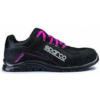 Calzado de Seguridad Sparco Practice S1P SRC - Zapatilla Deportiva de Seguridad Estilo Racing, Cómodos y Seguros para el Trabajo, Talla 37 (EU), Color Negro/Verde