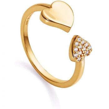 Anillo Viceroy Love para Mujer 13125A015-36 de Plata Bañado en Oro con Circonitas Blancas en Forma de Corazón