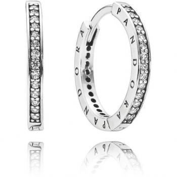 Pandora Signature Silver Hoop Earrings with Cubic Zirconia