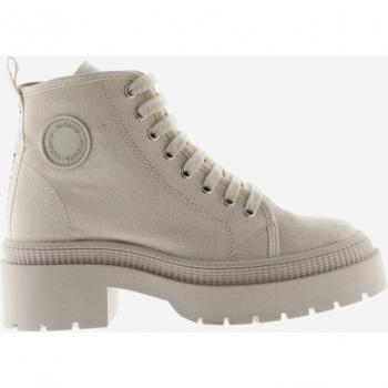 Botines de lona con sello de goma y tirador trasero