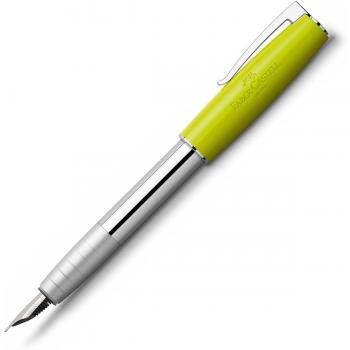 Faber-Castell 149281 - Estilográfica Loom Piano con cuerpo lacado efecto piano con forma cónica ergonómica, plumín con punta de iridio trazo F, color lima