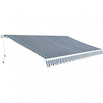 500 cm Blue/White Manual Folding Awning