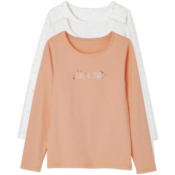 VERTBAUDET Lote de 3 Camisetas Stretch niña Manga Larga Naranja Medio Bicolor/Multicol 3A