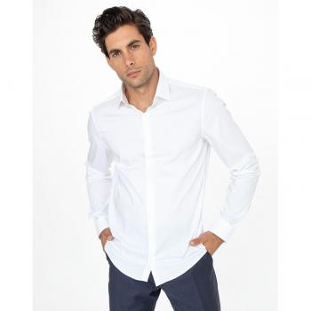 Calvin Klein Slim Fit White Poplin Stretch Dress Shirt for Men Size 39