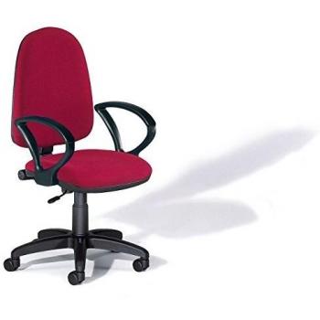 Silla de Escritorio Barata | Silla Oficina Color Roja | Silla despacho Rocada | Cómoda, Ajustable y con Ruedas | Regulable en Altura | Tapizada en Tela Ignífuga y con Reposabrazos