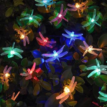 Luces Solar Exterior Tira Lamparas led de Decoración/ Garden iluminación /luces navidad de 6,4 metros, ,30 LEDs de decoración con de 8 modos de cambia las formas ,impermeable, perfecto para Fiestas, Boda, Arbóles Navidad, Jardín, Terraza y al Aire Li