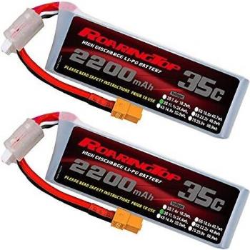 RoaringTop 2200mAh 35C 3S 11.1V Batería Lipo con Enchufe XT60 para RC Helicóptero RC Coche RC