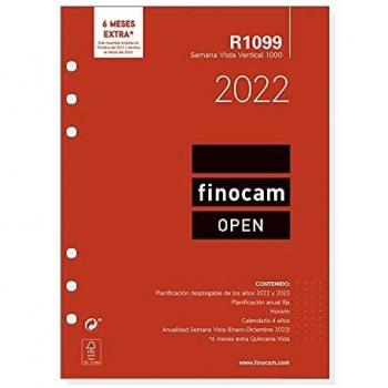 Finocam - Recambio Anual 2022 Semana Vista Vertical, de Enero 2022 a Diciembre 2022
